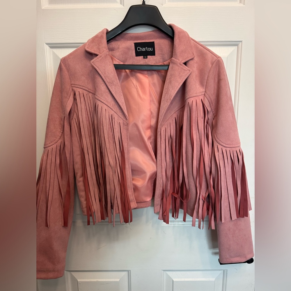 Charlou Women's Fringe Blazer in Pink